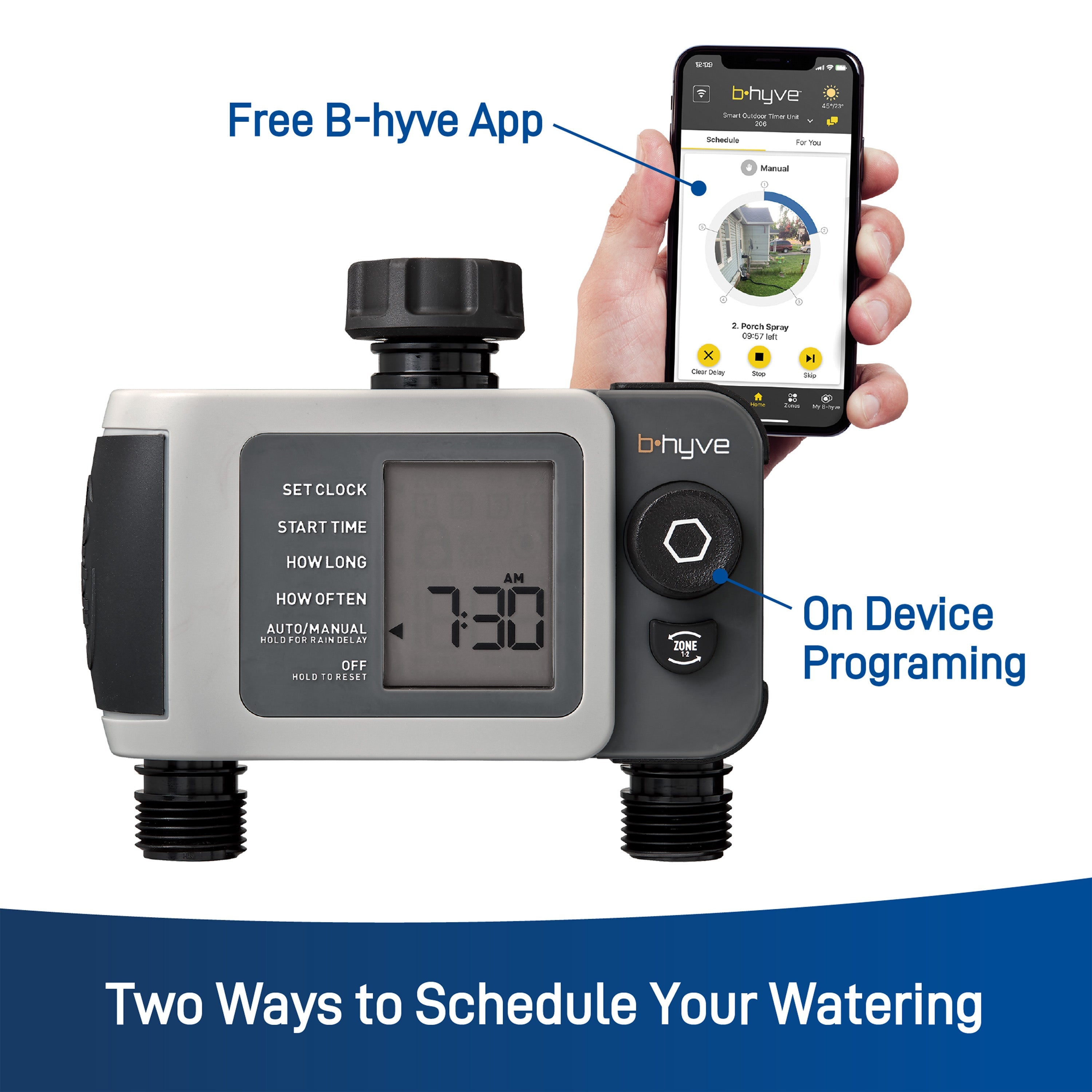 B-hyve XD Bluetooth 2-Outlet Hose Faucet Timer | 24632