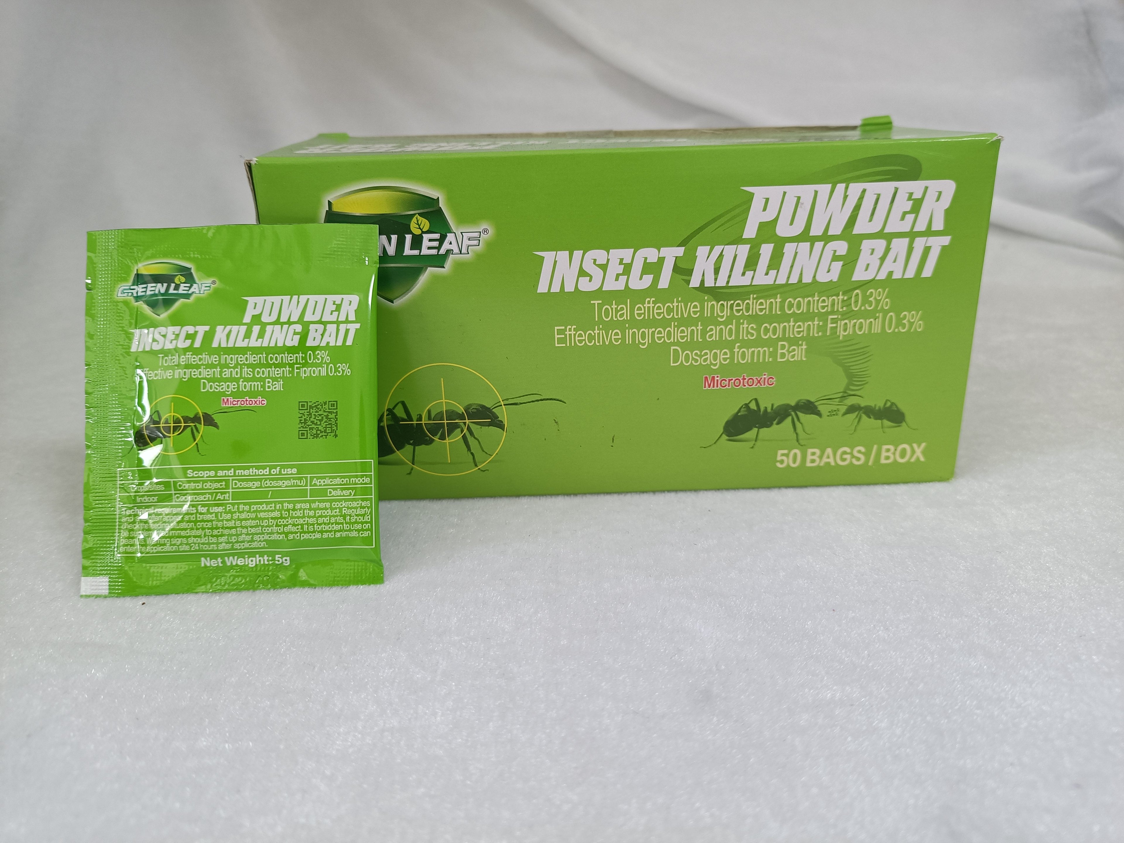 50 Sachets Ant & Roach Killer Powder – Green Leaf Killing Bait for Indoor Use